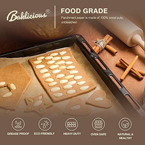 220 Pcs Unbleached Parchment Paper Baking Sheets Baklicious Pre-cut Heavy Dut...