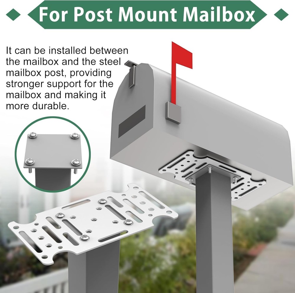 Mailbox mounting bracket for 4x4 timber, bottom-mounted design.