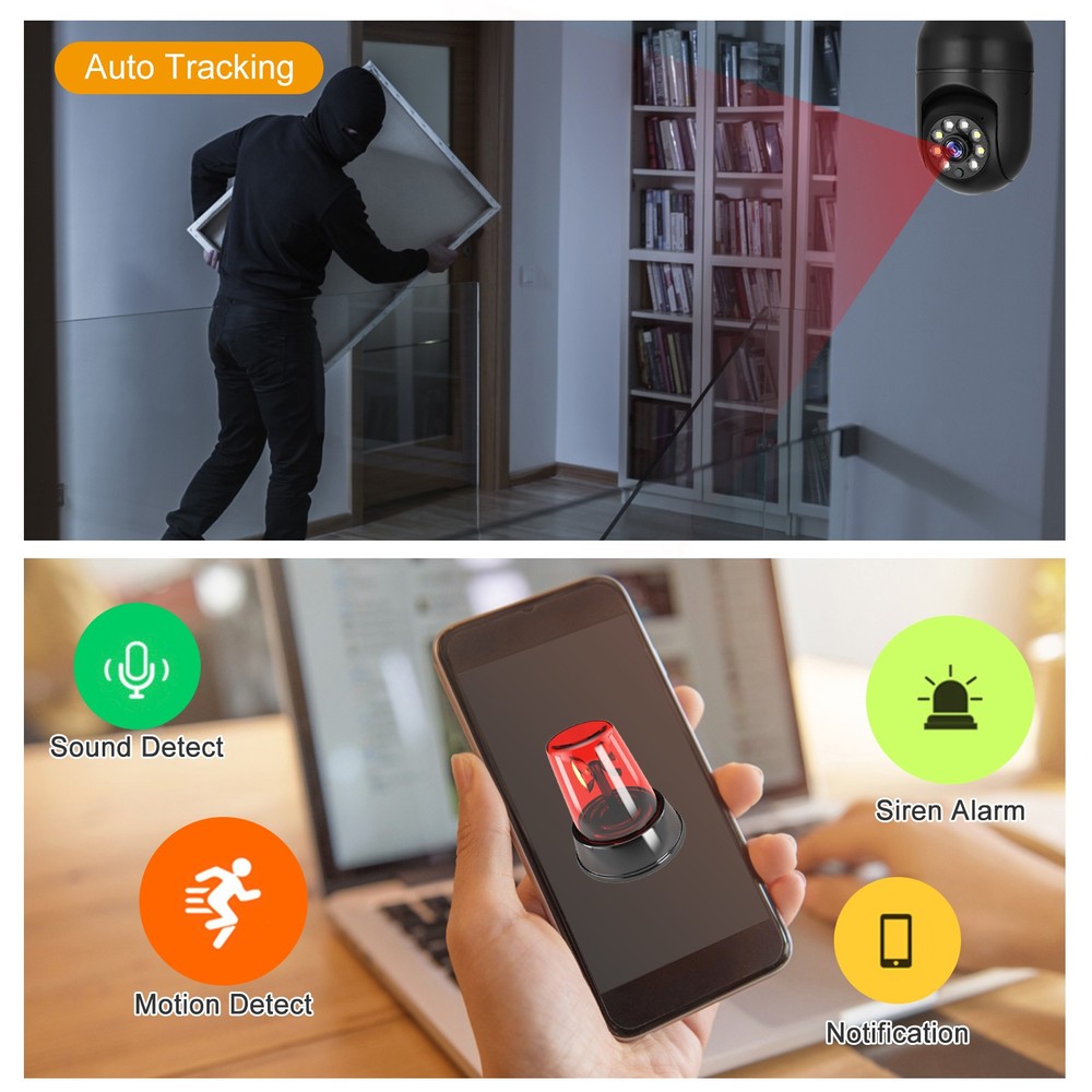 1080P HD Wireless E27 Bulb WiFi IP Camera Smart Security Camera 360° Panoramic