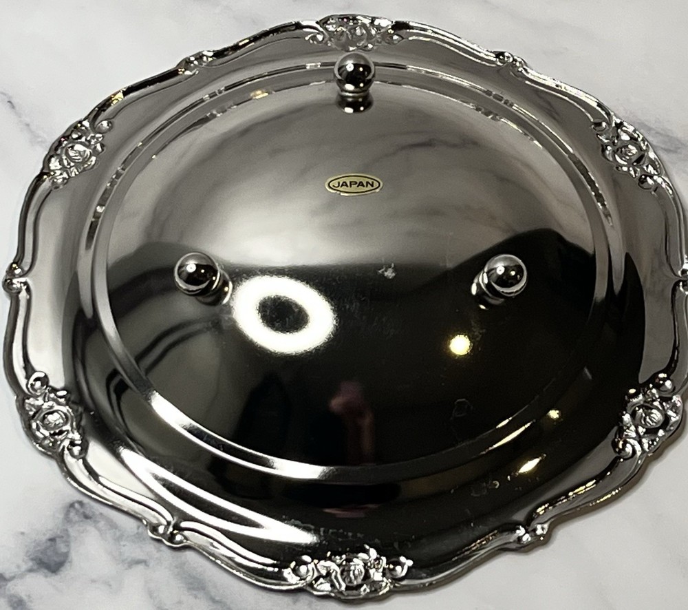 Japan Silver Silver Plated Pearlized Candy Dish 7 x 1.5”