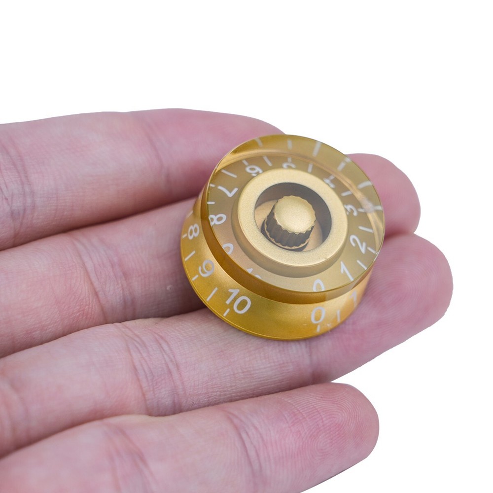 4Pcs Acrylic Bass Guitar Knobs Volume Tone Control Knobs Gold White Numbers