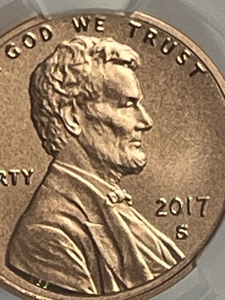 2017-S Lincoln Cent Shield Reverse Enhanced Unc CAC MS 69 RD Bay Bridge Label