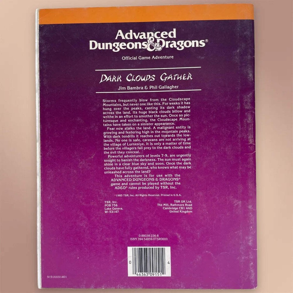 Dark Clouds Gather UK7 9151 Advanced Dungeons & Dragons 1e