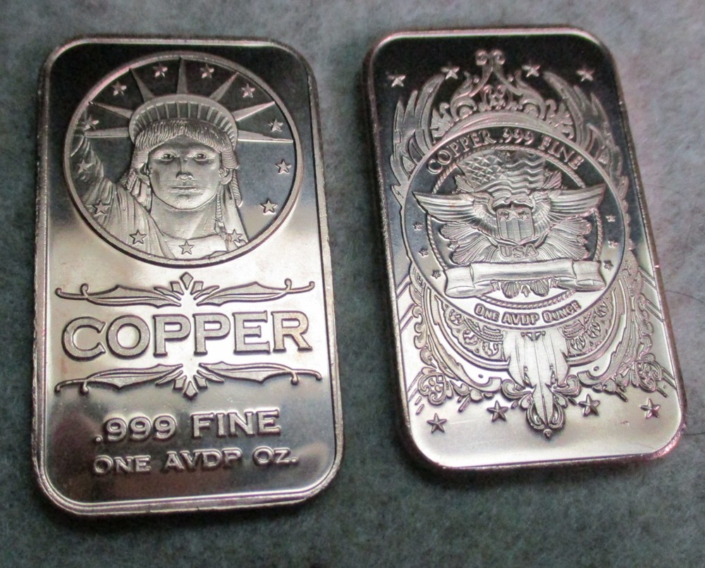 Three 1 OZ Copper Bars Liberty  #10