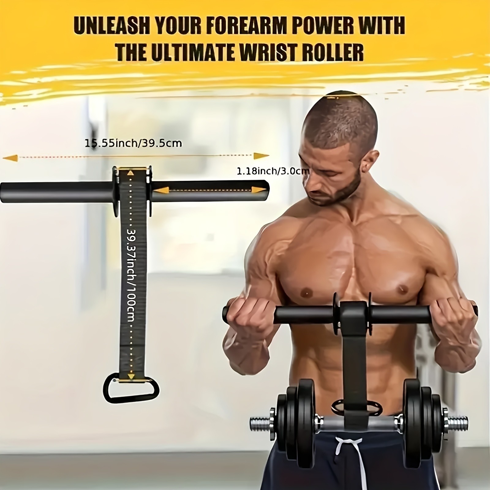 Wrist Roller Forearm Trainer - Adjustable for Grip & Arm Strength Building