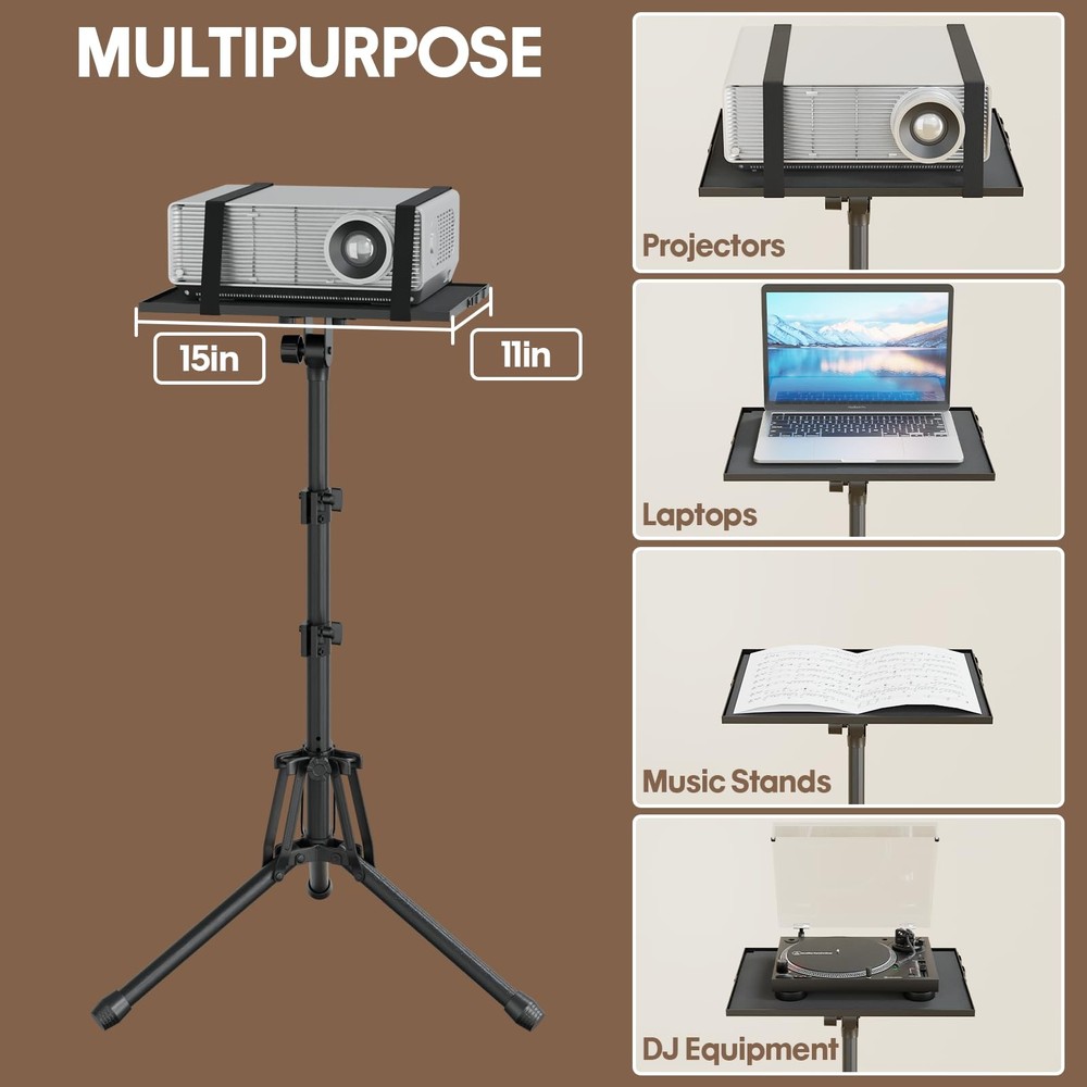 KOOV Projector Stand Adjustable Height 20" to 61", Foldable Projector Tripod ...