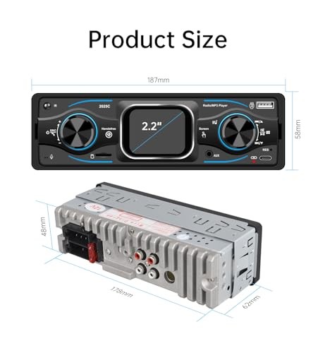 2.2" TFT Smart Touch Bluetooth Car Stereo, FM Radio Receiver, Hands-Free