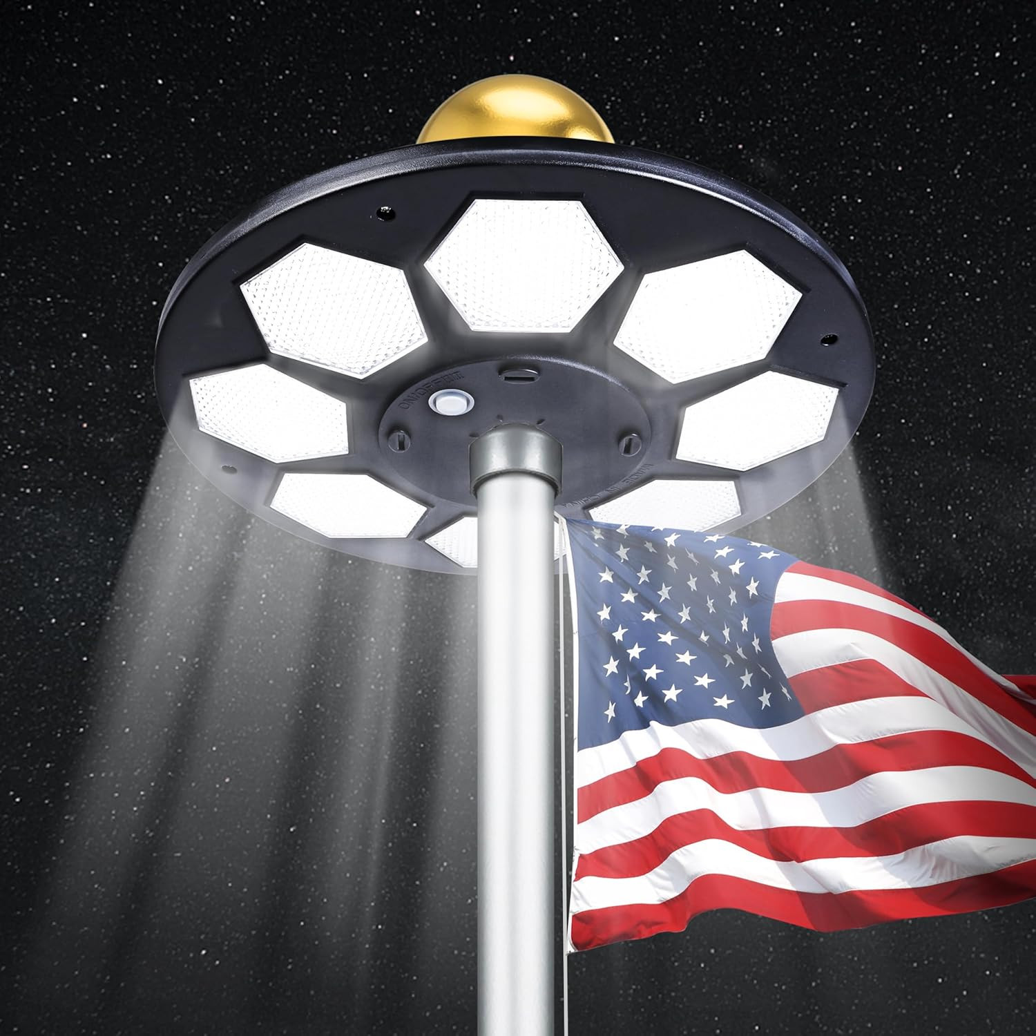 Solar Flagpole LED Light,Black 160 LED Ultra Bright Flag Pole Light for 15-25 Ft