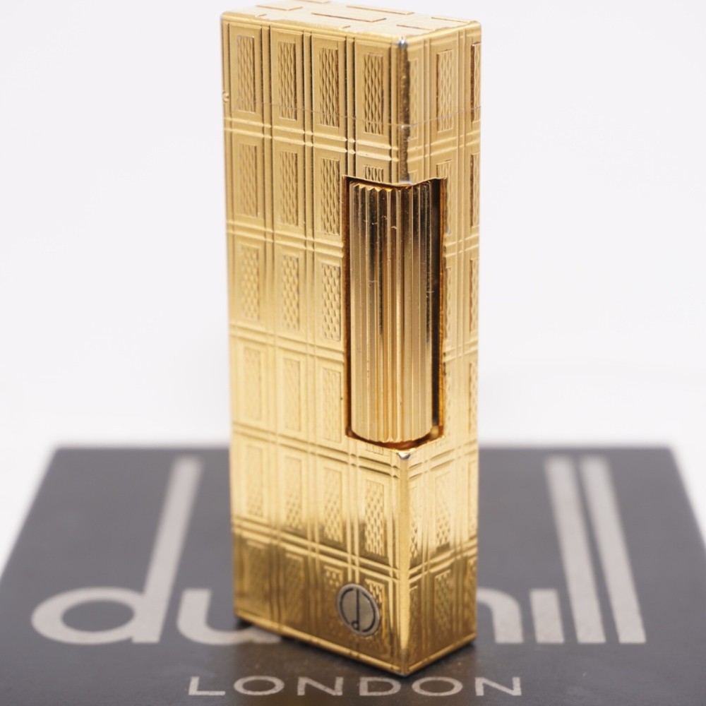 Rare Dunhill Lighter Gold check Pattern-Ultrasonically cleaned