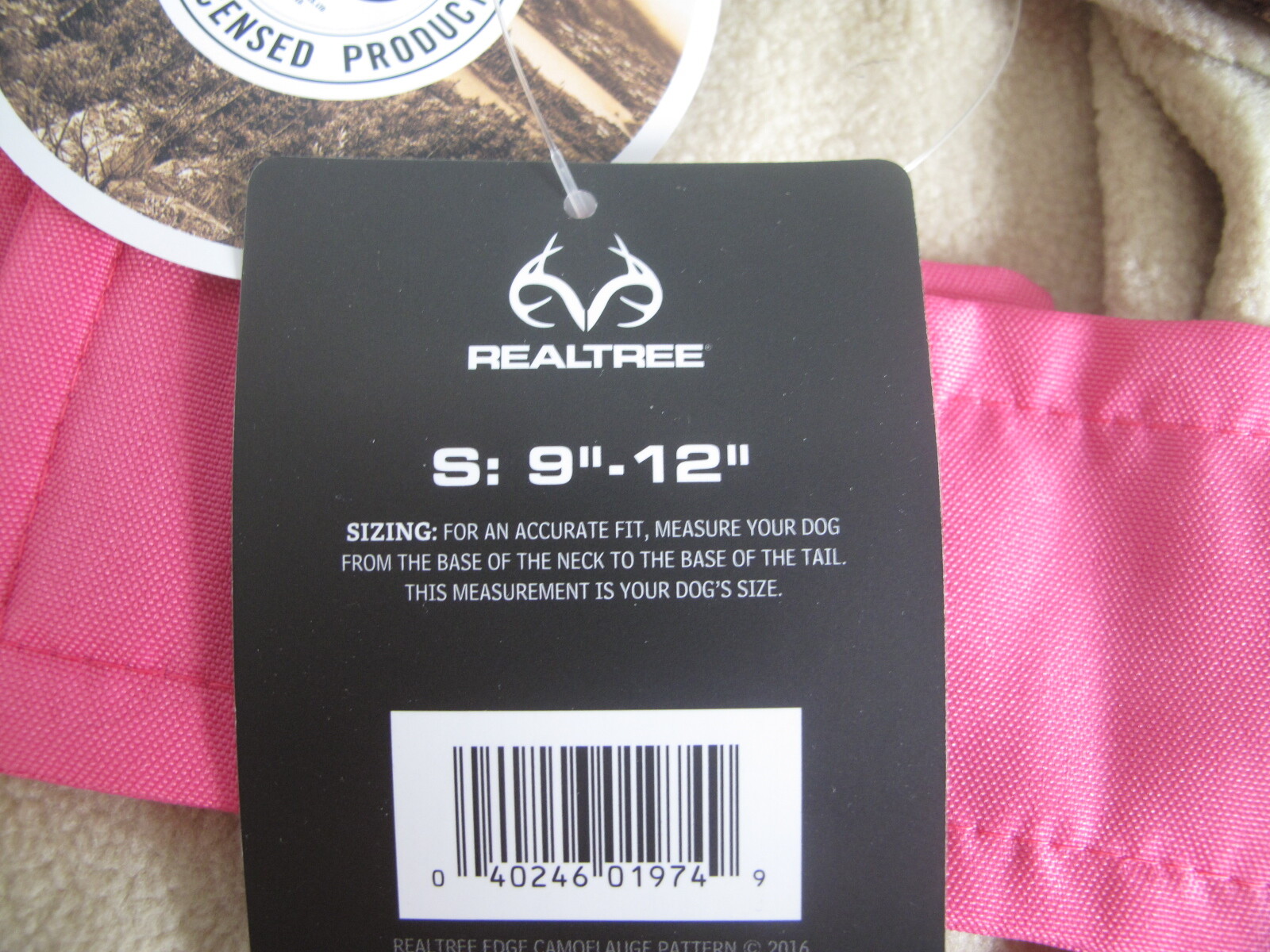 (1) NEW Realtree Edge Camo Dog Jacket -SMALL - PINK- Fleece Reflective Washable