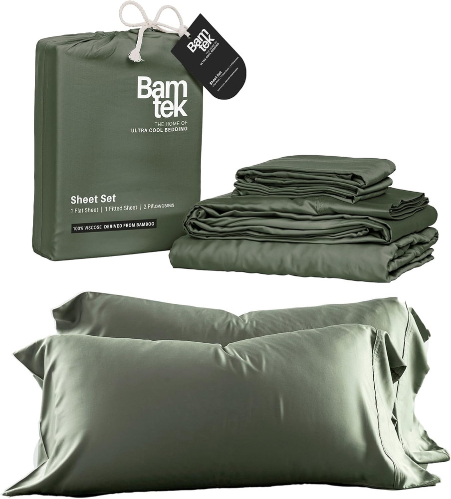 Cooling Bamboo Sheets Set with 2 King Pillowcases - Soft & Hypoallergenic