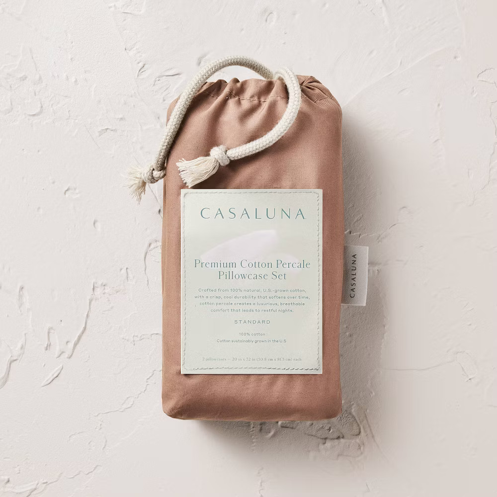 Standard 400 Thread Count Percale Pillowcases Light Adobe Clay - Casaluna