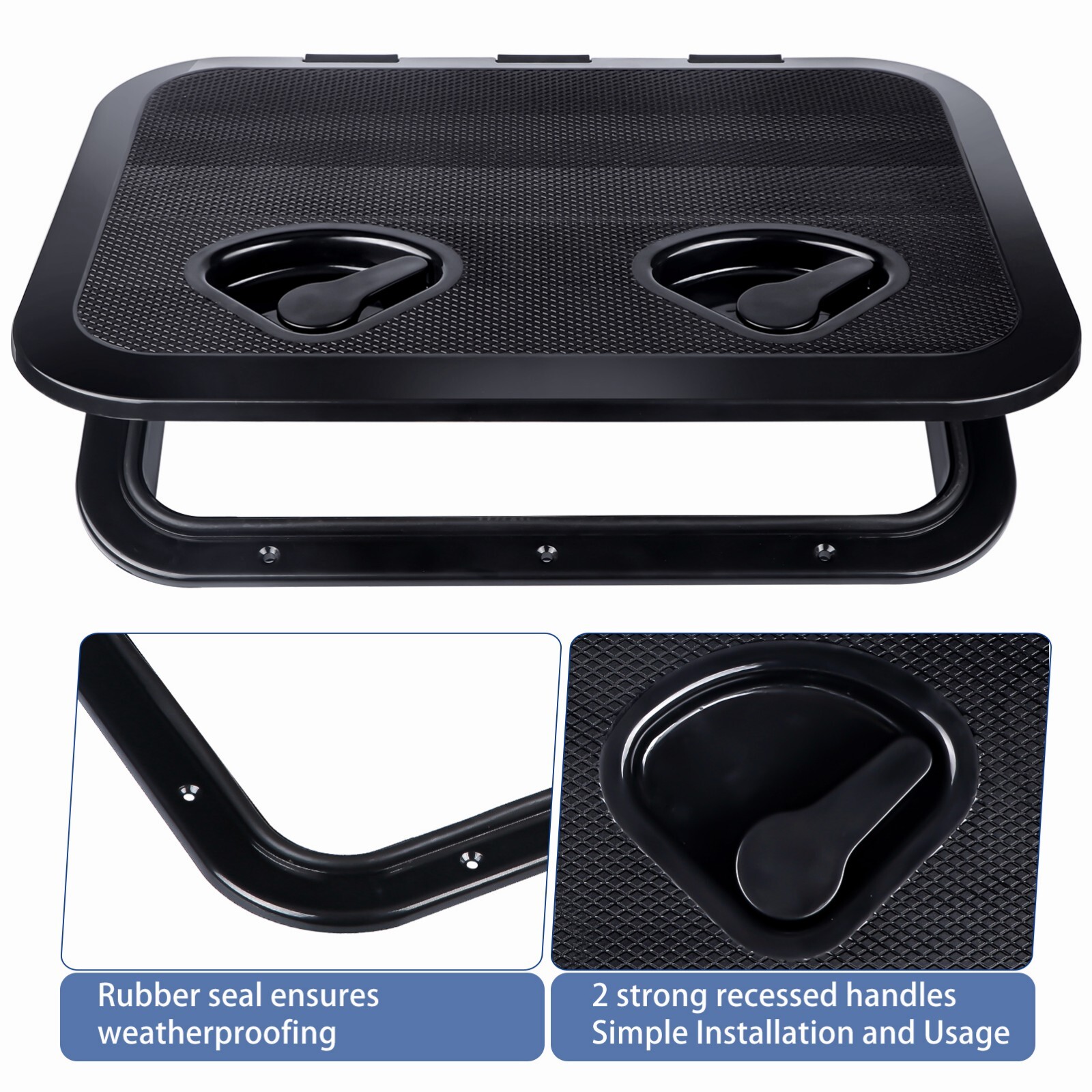 Black ABS Boat Hatch Cover Marine Boat Deck Hatch Lid 17 in * 12 in