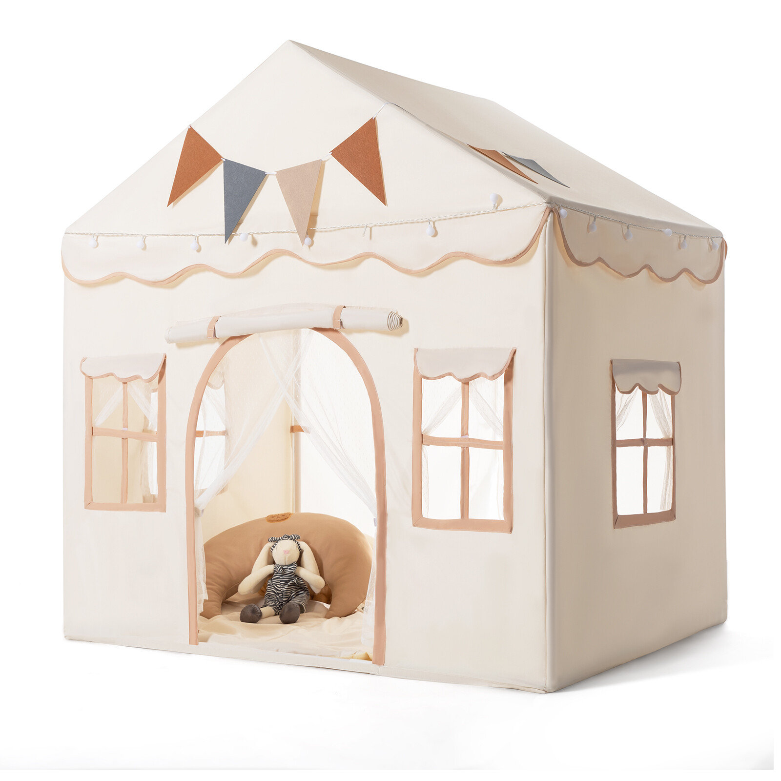 Besrey Kids Play Tent Playhouse with String Lights & Mat for Boys Girls,Green