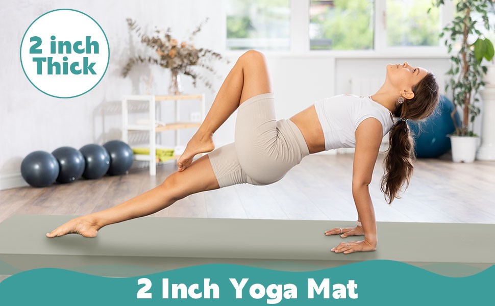 2 Inch Thi Yoga Mat, 72''x24' Foldable Extra Thi