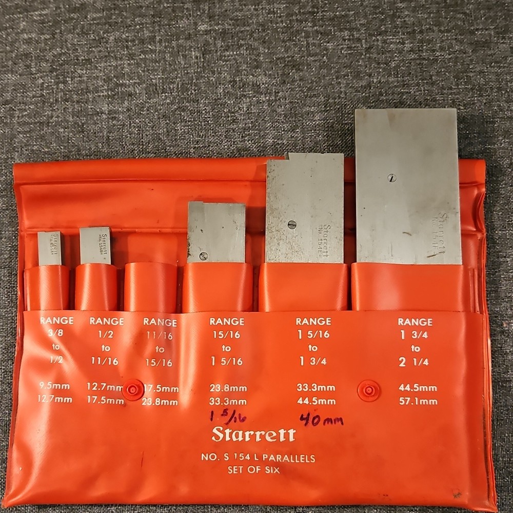Starrett S154L Steel Adhustable Parallel Set of Five Rectangular