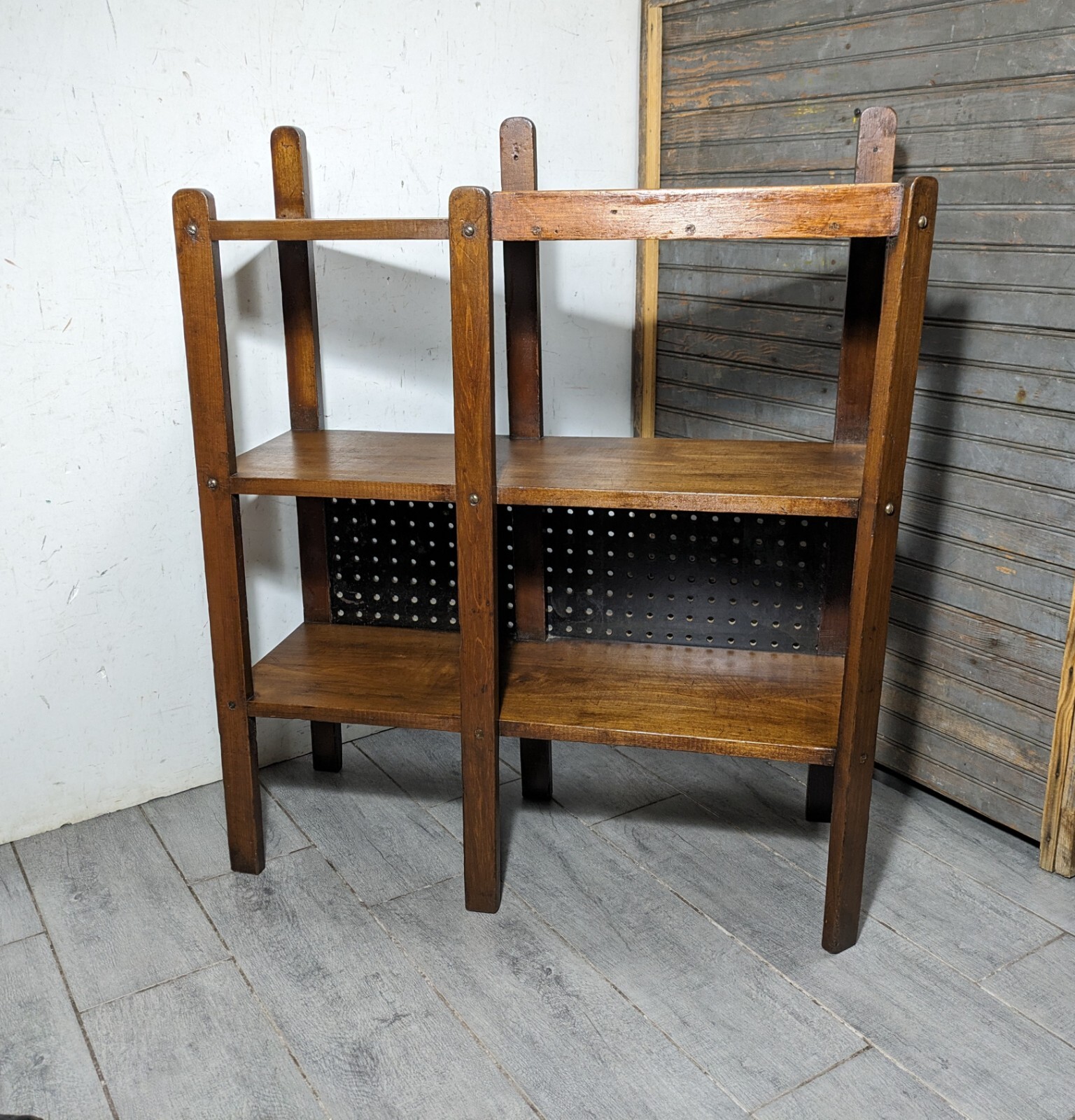 Antique Rustic Mission Arts & Crafts Style Display Book Shelf Open Bookcase