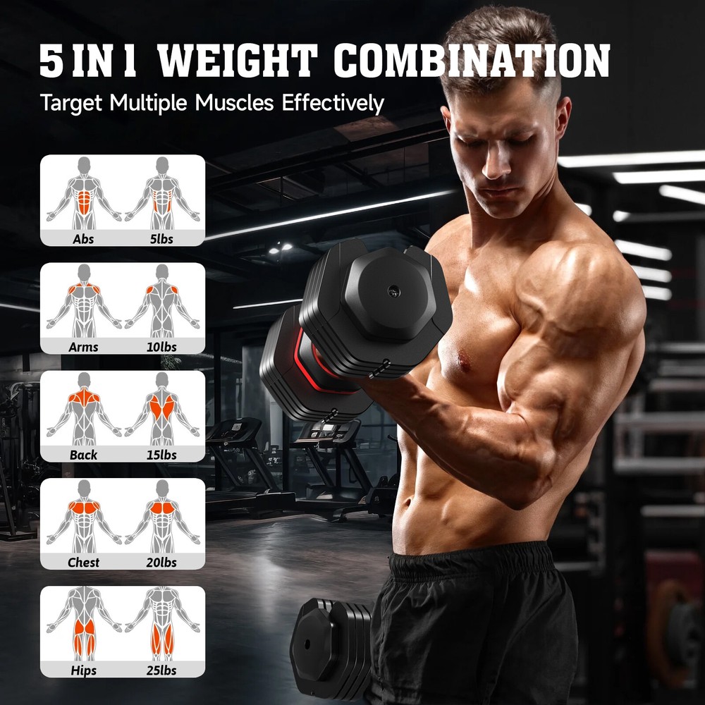 Adjustable Dumbbells Set Quick Adjust Weight Dumbbells Set Exercise Equipment