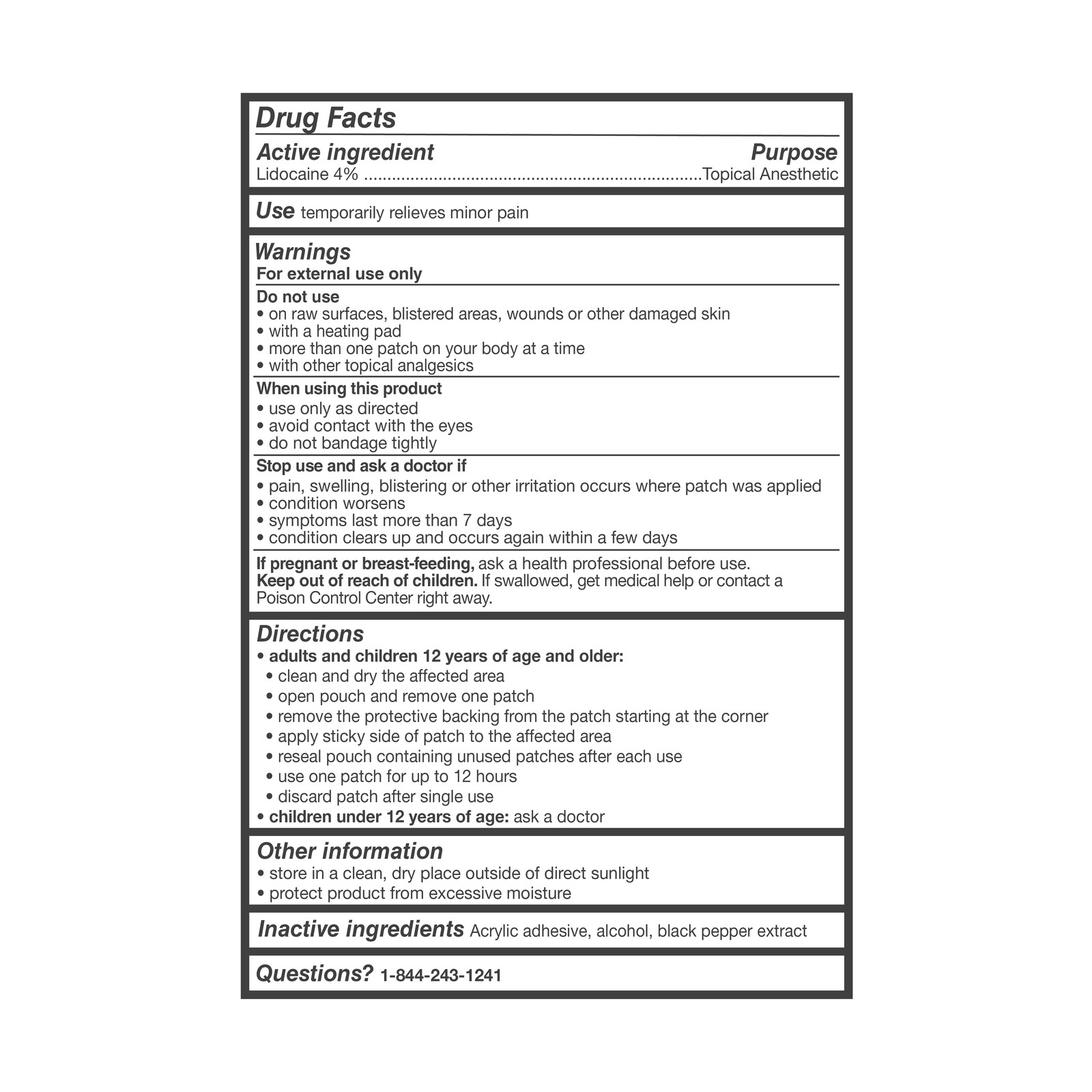 Lidocaine 4% Patch, 20 patches