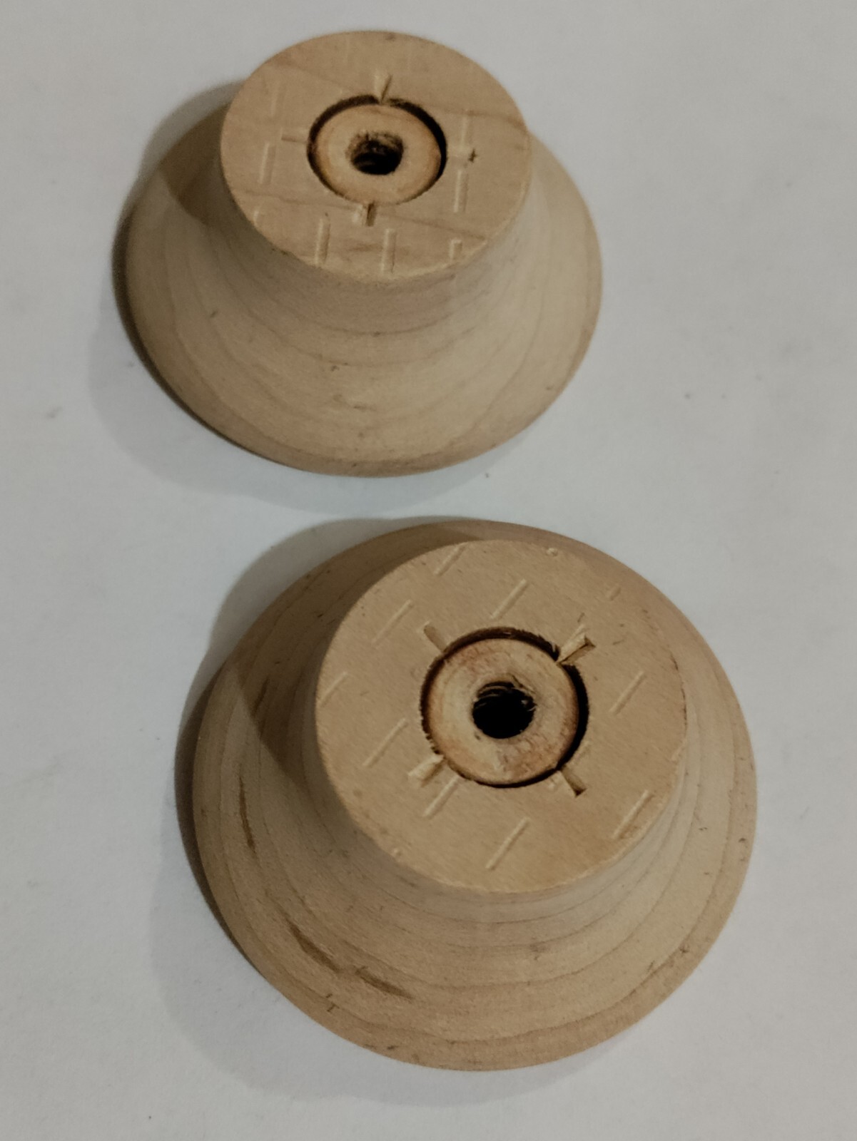 2 WADDELL 2" ROUND UNFINISHED MAPLE WOOD CABINET / DRAWER KNOBS, NO.11402 VTG