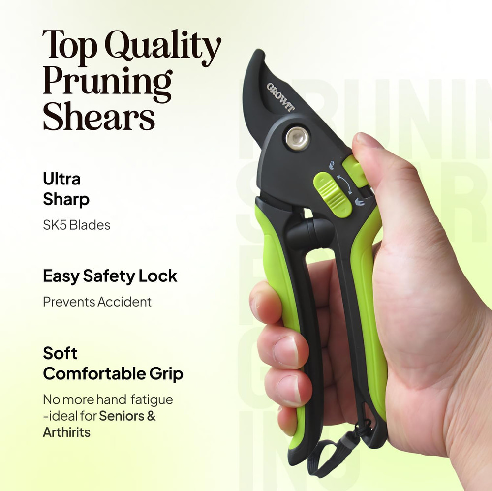 Ultra Sharp Pruning Shears Hedge Clipper – Cuts 3X Easier, Dual-Size Opening, We