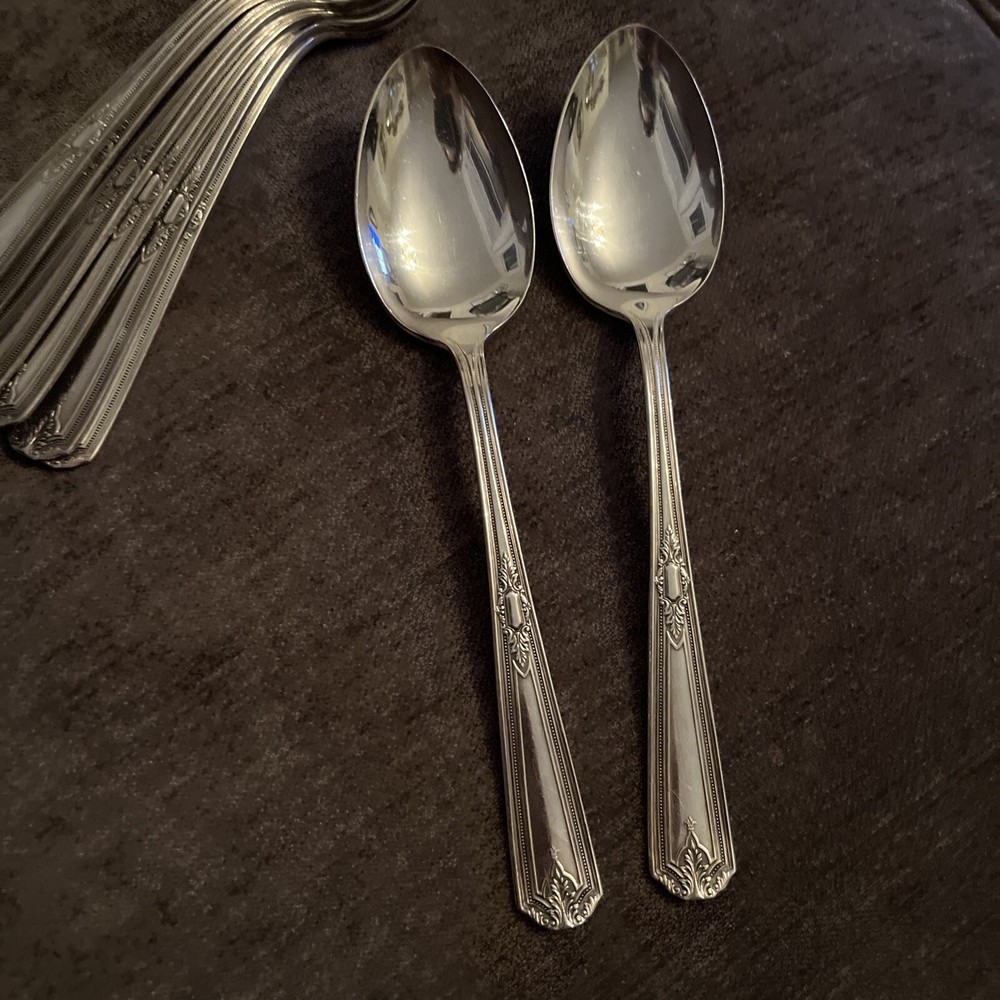 2 R&B Rogers & Bros LYRIC Pattern Silverplate Flatware Oval Soup Spoons 8 Ava
