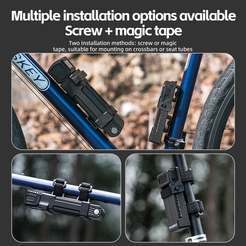 ROCKBROS Motorcycle Bike Lock Folding Anti-theft Portable Key MTB Road Antirust