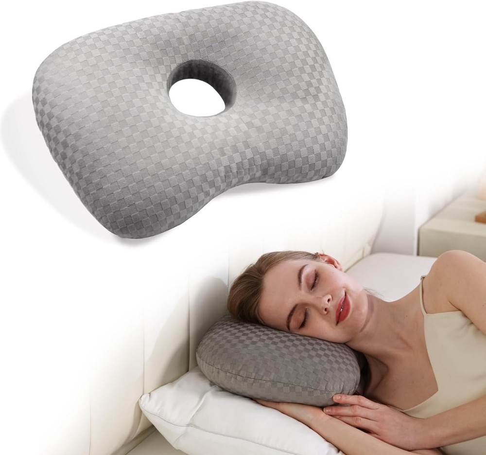 Side-Sleeping Ear Protection Pillow, Adjustable Ear Protection Pillow, Gray