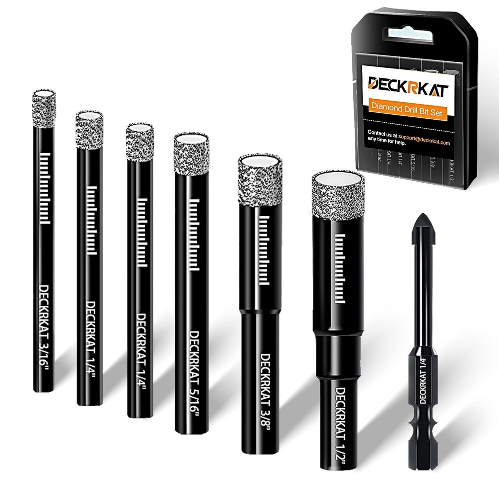 DECKRKAT 7-Piece Dry Diamond Drill Bits & 7 Pack (with Carbide)