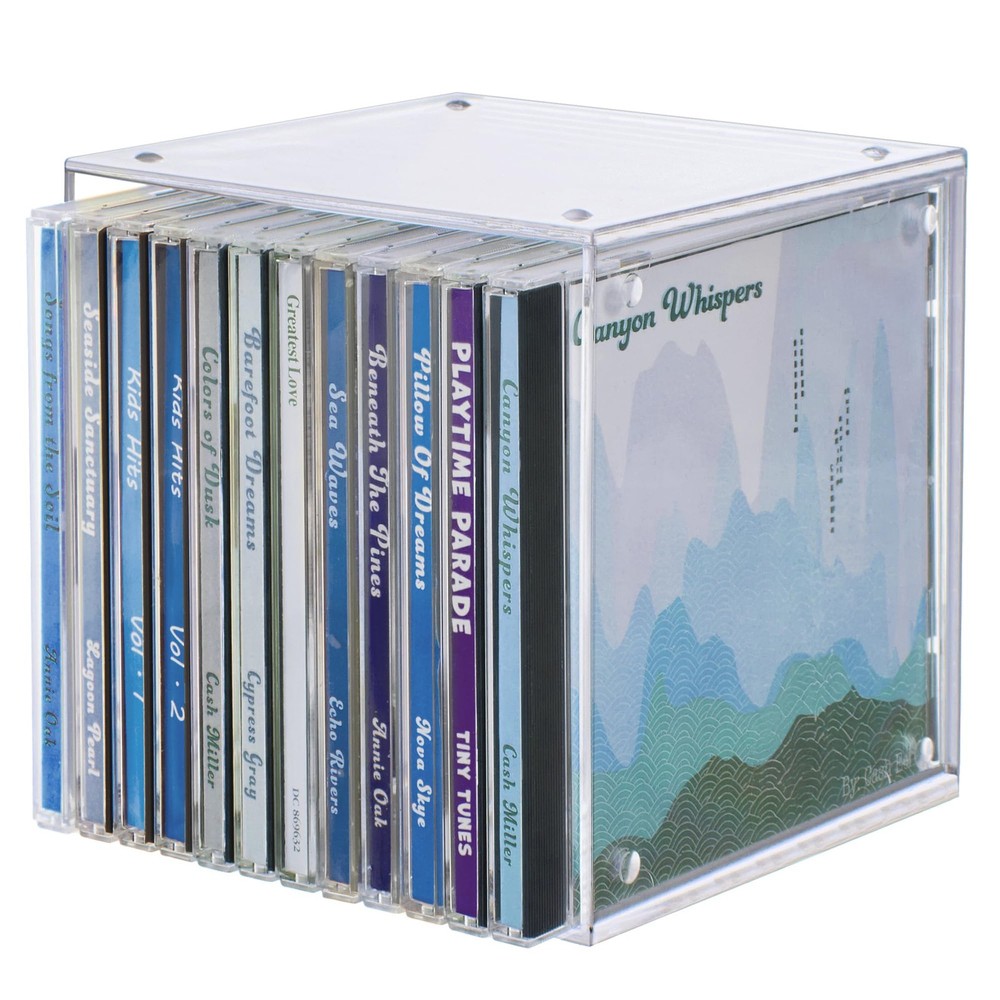 STORi Stackable Clear Plastic CD Organizers (2 Pack) Cube Jewel Case Holders