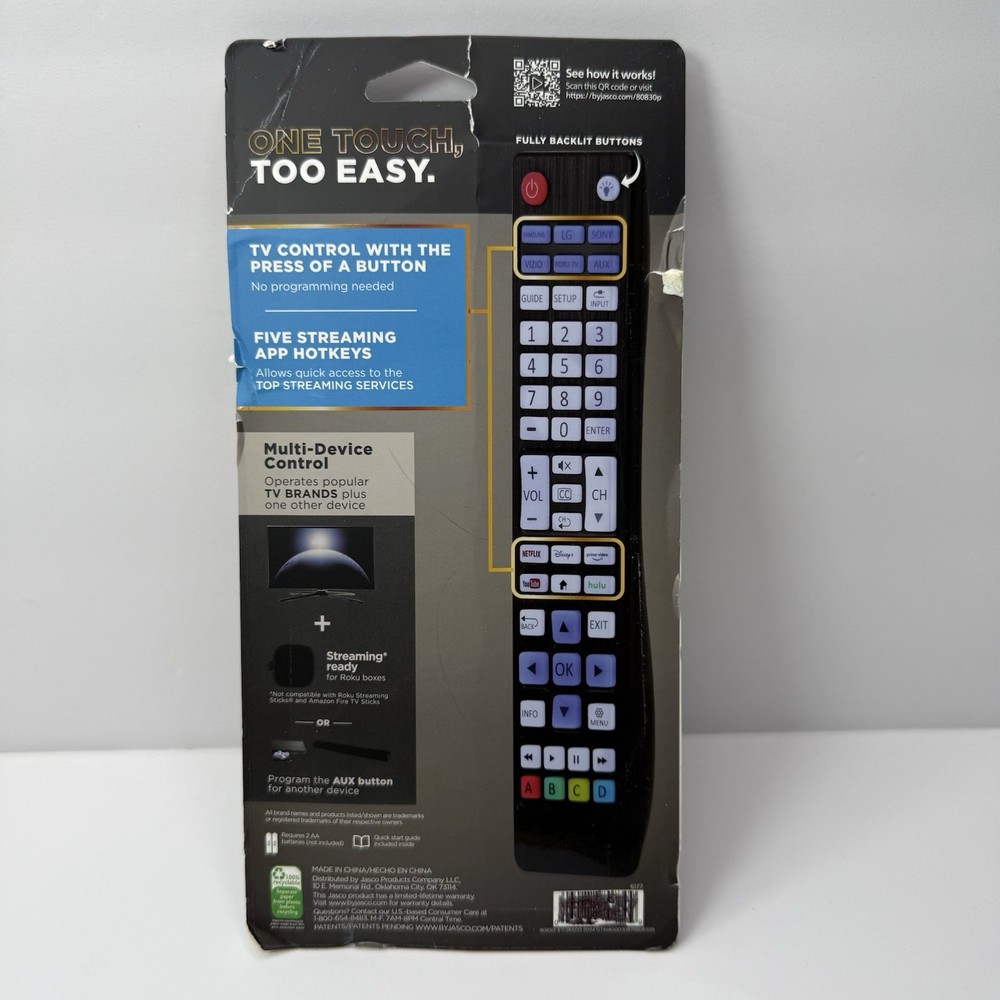 UltraPro One Touch Instant Pairing Replacement Remote Pre-Programmed Black