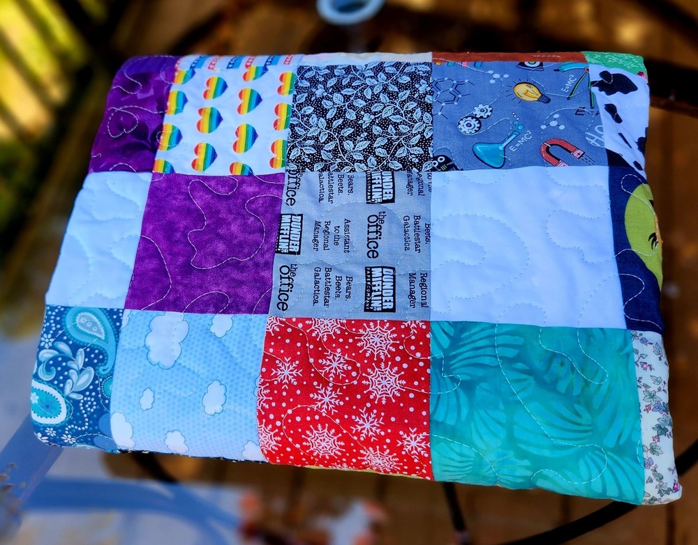 Homemade Quilt 53" x 61" SCRAPPY! 9 Patch Pattern