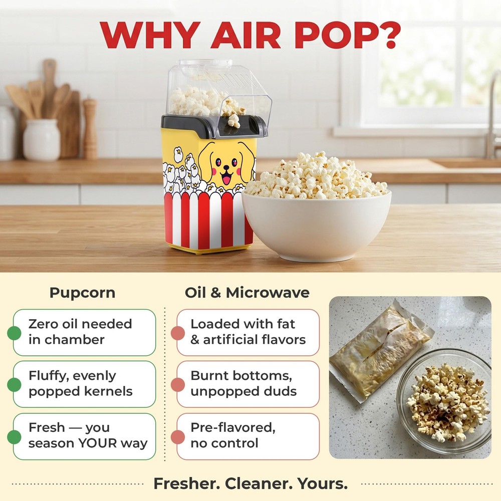 Fun Popcorn Machine Air Popper – Hot Popcorn Maker Air Multi-color Regular