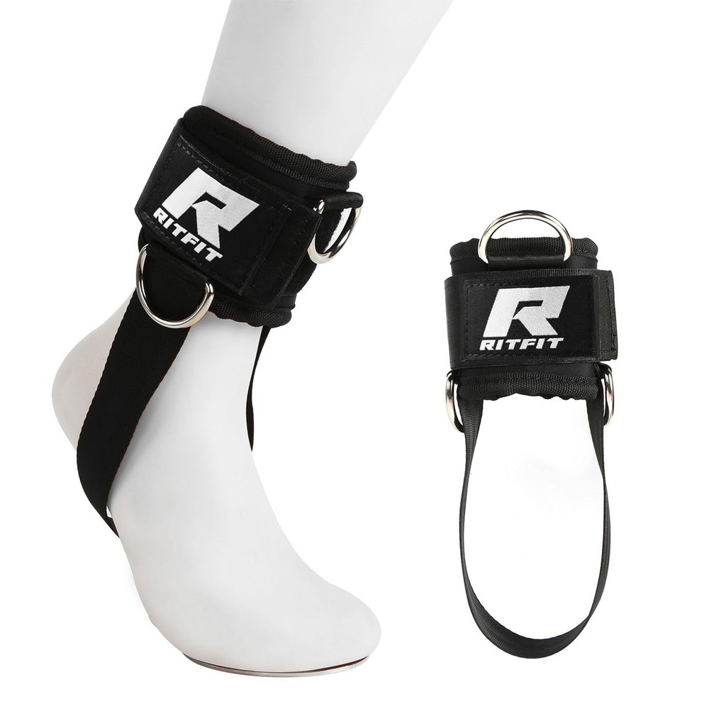 RitFit Kickback Ankle Straps Padded Strap for Cable One Size, Black