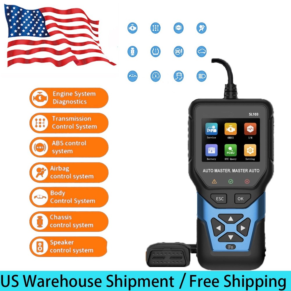 Full System OBD2 Scanner Code Reader - CEL Reset & Battery Test Tool