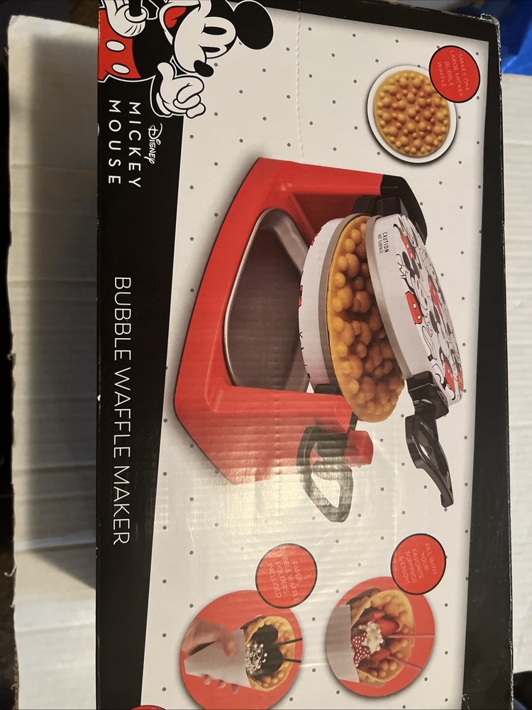 New Disney Mickey Mouse Rotating Bubble Waffle Maker Single Flip