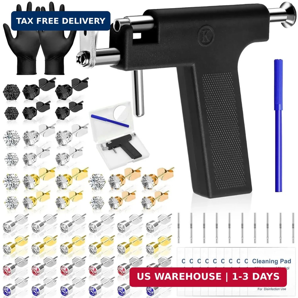 Professional Ear Piercing Gun Kit Reusable Tool Stainless Stud Set