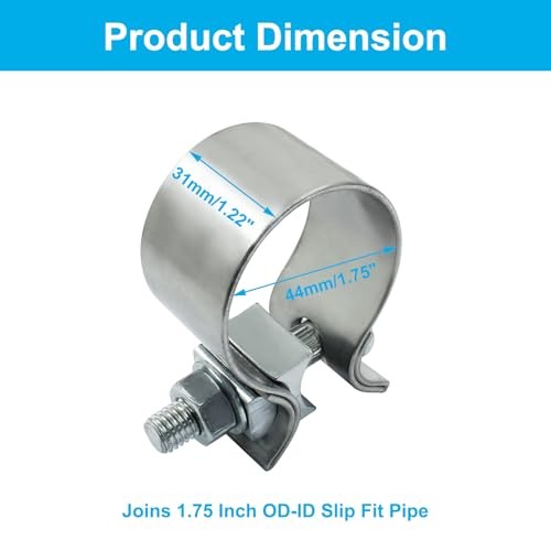 1.75 inch Exhaust Clamp 1 3/4" Stainless Steel Narrow Band Muffler 1.75 Inch
