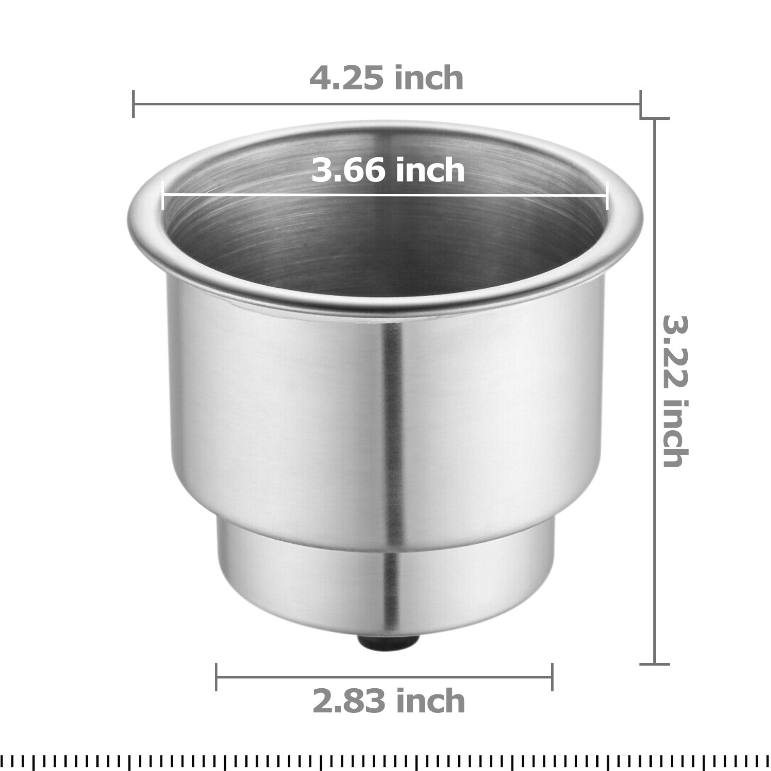 2x Stainless Steel Cup Drink Holders for Marine Boat Car Truck Camper RV w Drain