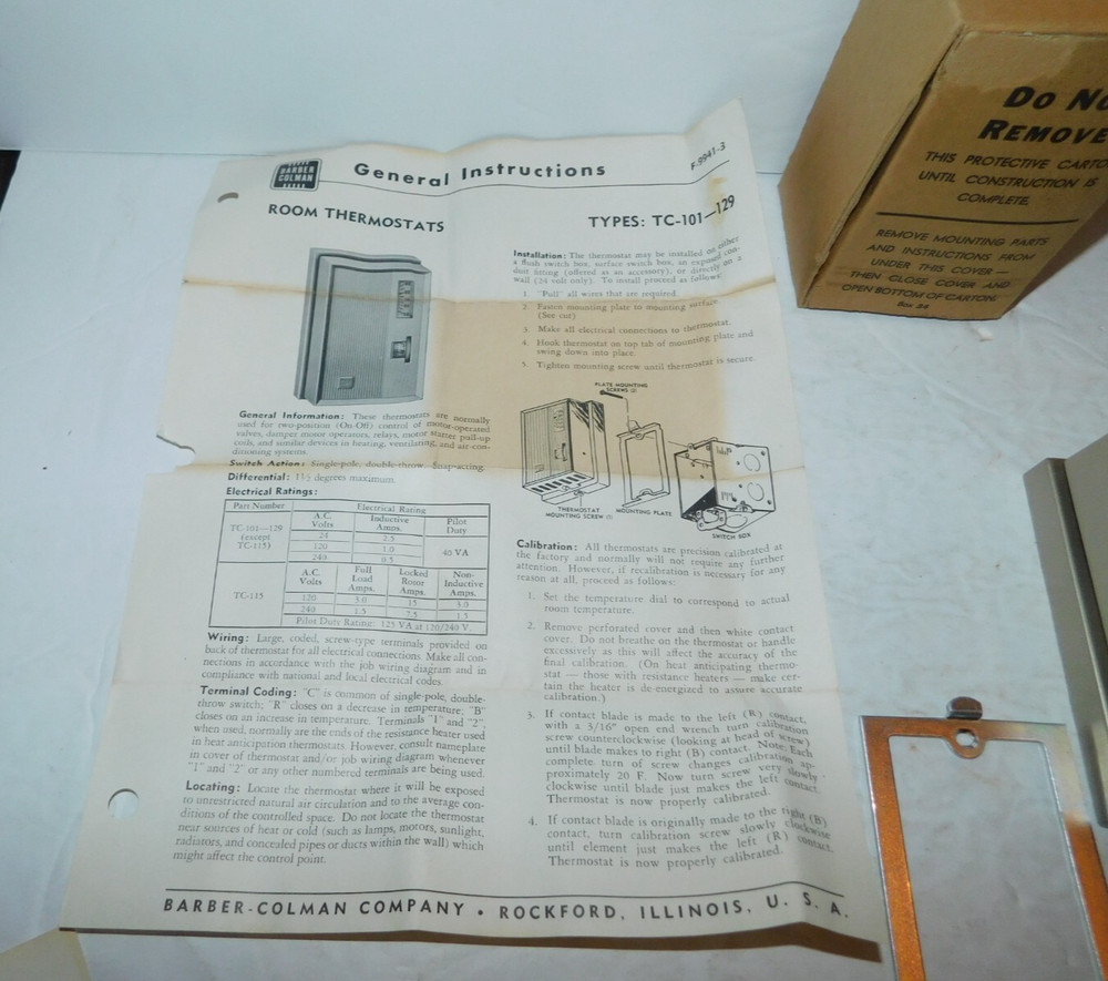 NOS BARBER COLMAN THERMOSTAT MODEL TC-101