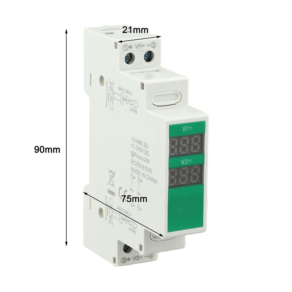 Digital Display Device for Measuring DC Voltages on For Din Rails Efficiently