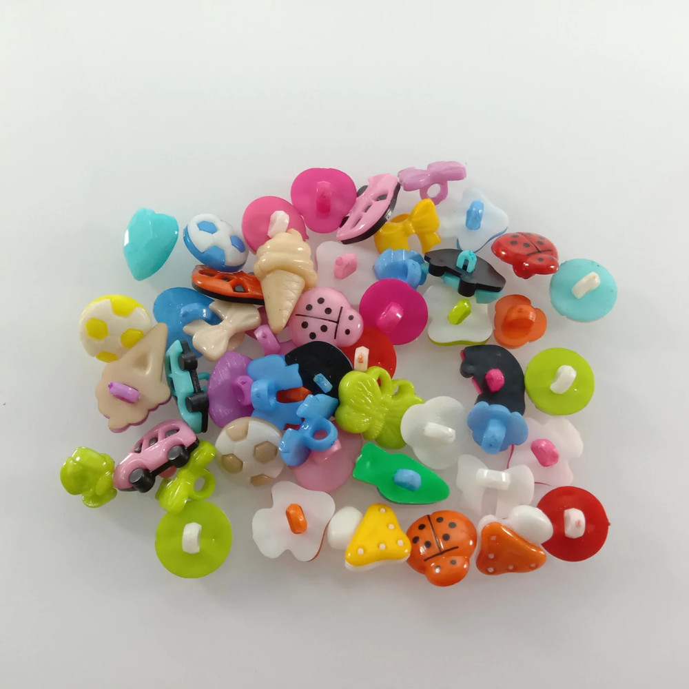 50pcs Mixed Plastic Loop Backing Buttons as pictured Random Mixed Colours DIY