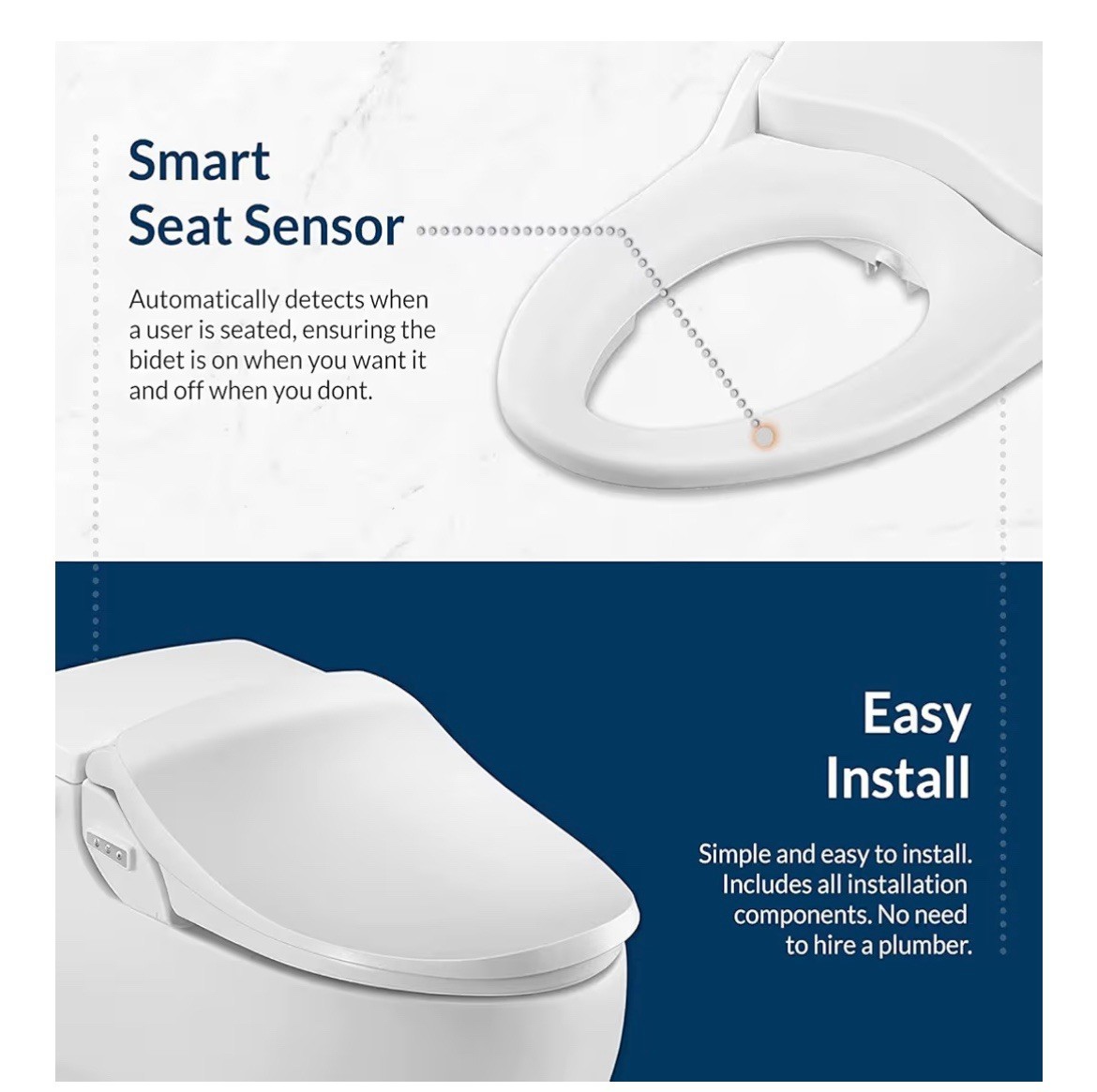 Bio Bidet Slim 2 Electric Toilet Seat in White - New - Round