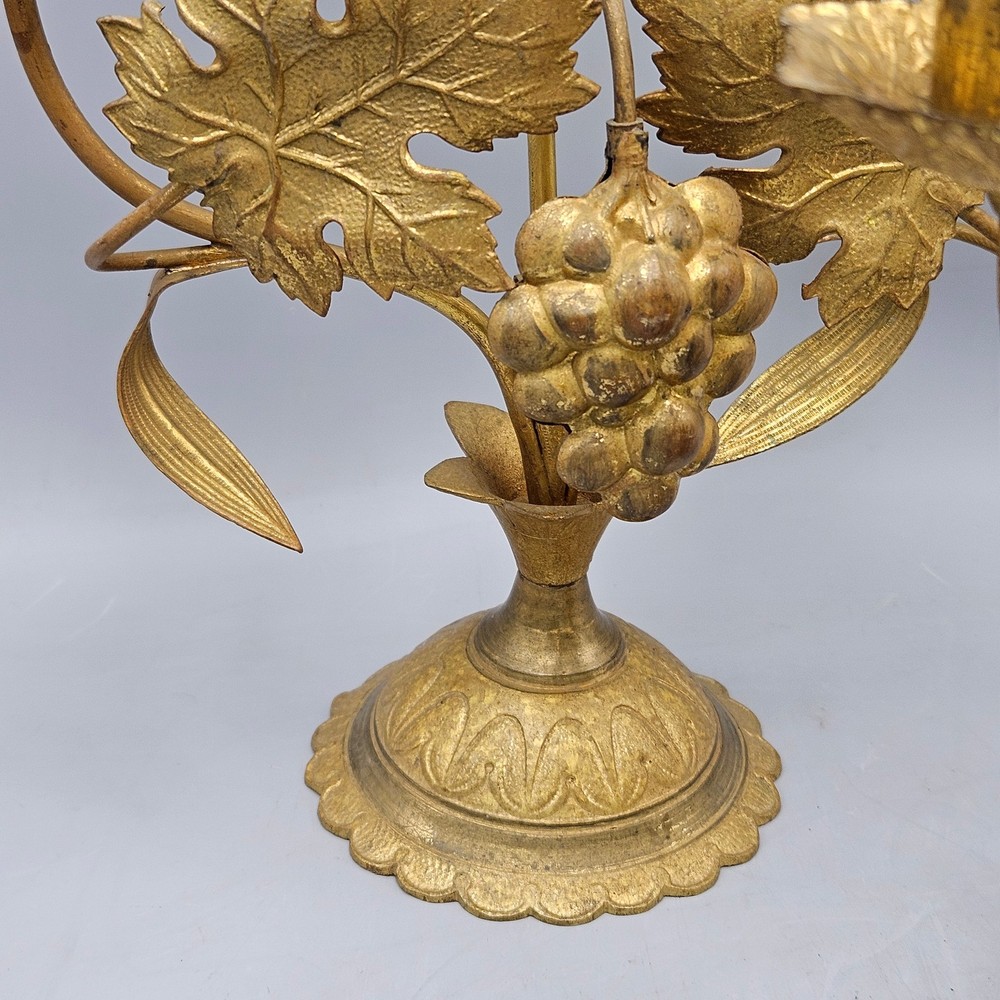 Pair Gilt Brass Foliform Candelabra