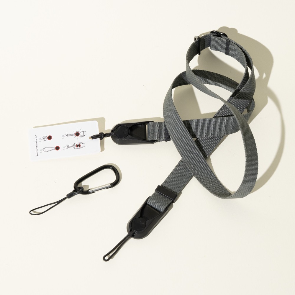 Grey Adjustable Camera Neck Strap w/ Peak Design Anchor