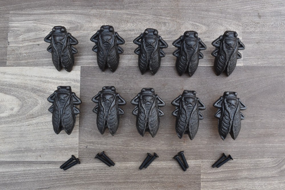 Cast Iron door knobs cabinet honey bee shape drawer handles pull rustic 10 pcs