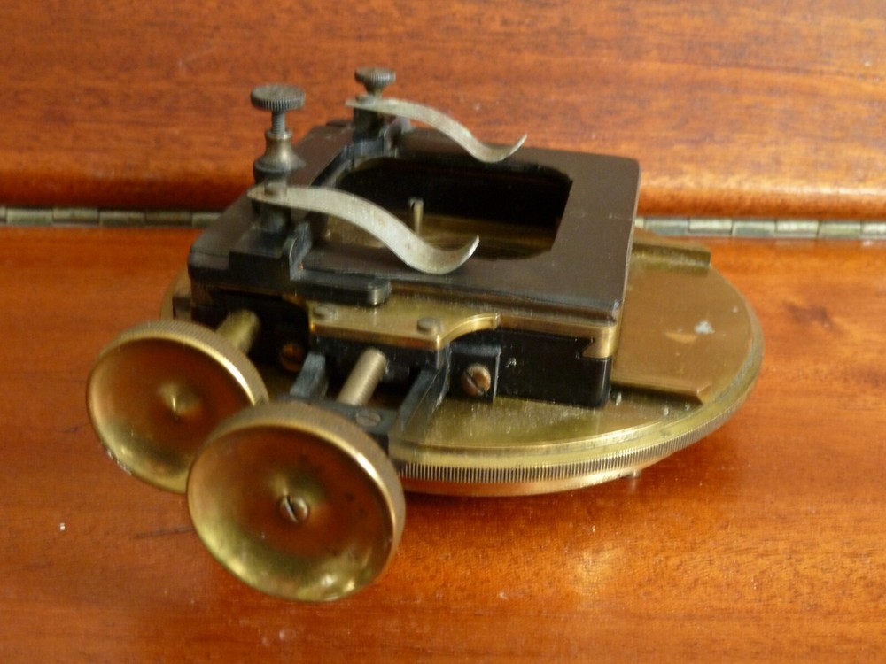 Antique Brass Rotating Mechanical Stage for Watson Van Heurck Microscope c1910