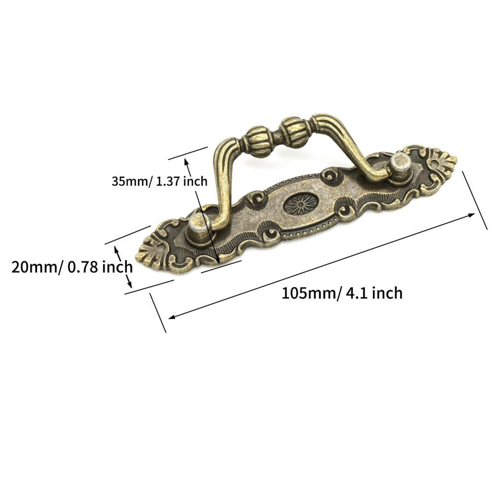 6 Pieces Bronze Pull Handle Drawer Pulls Vintage Decorative Handles, Cabinet ...