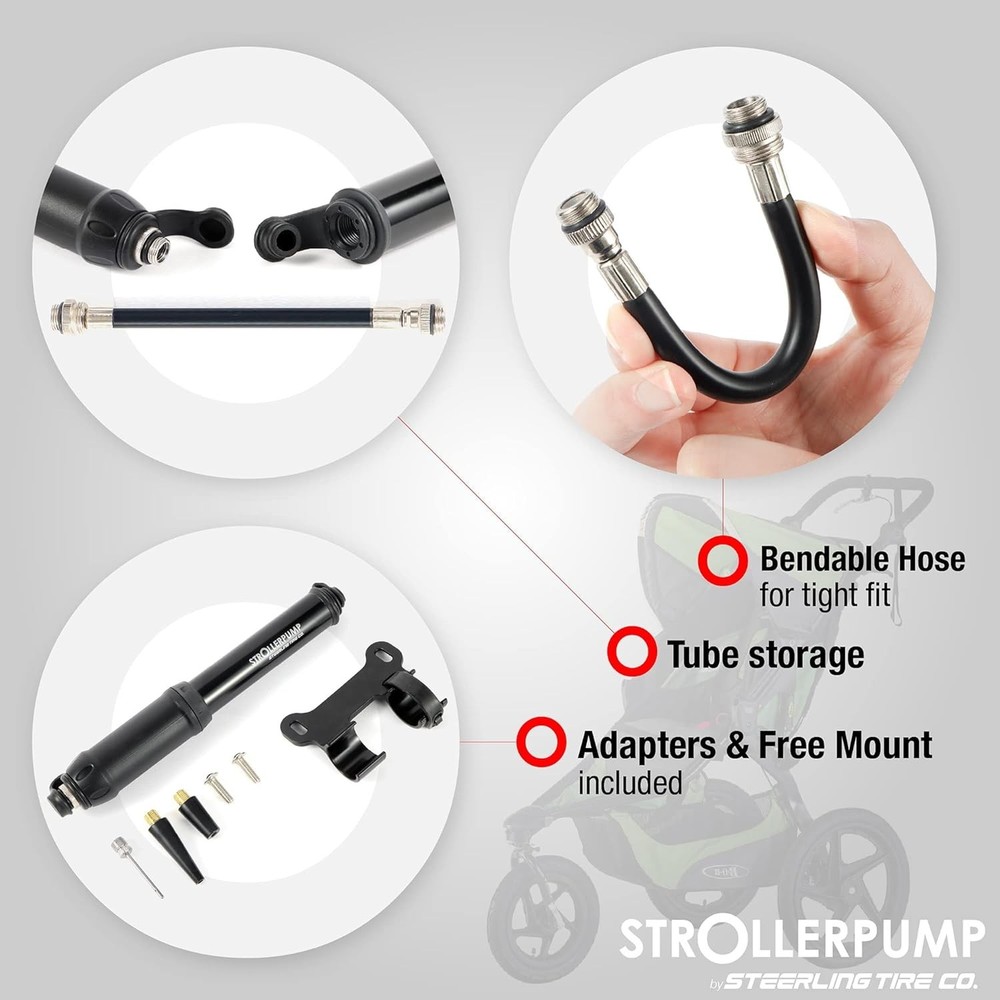 StrollerPump by Steerling Tire Co. - Portable Stroller Tire Pump