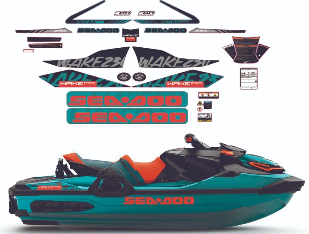SEADOO WAKE 230 PRO 2018 Graphics / Decal / Sticker Kit  teal